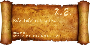 Káhán Etelka névjegykártya
